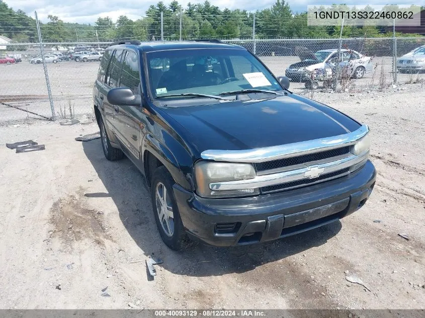 2002 Chevrolet Trailblazer Ls VIN: 1GNDT13S322460862 Lot: 40093129