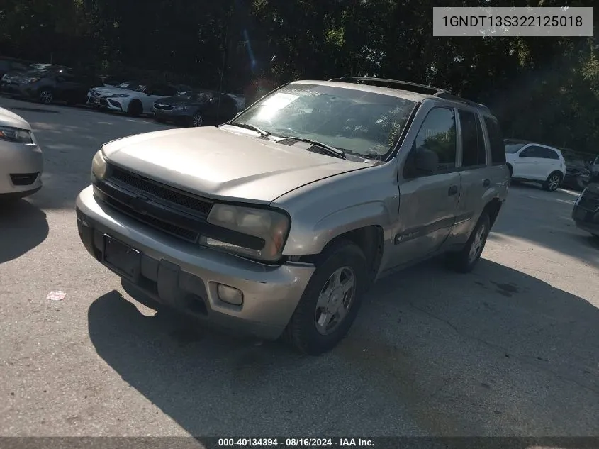 2002 Chevrolet Trailblazer Lt VIN: 1GNDT13S322125018 Lot: 40134394