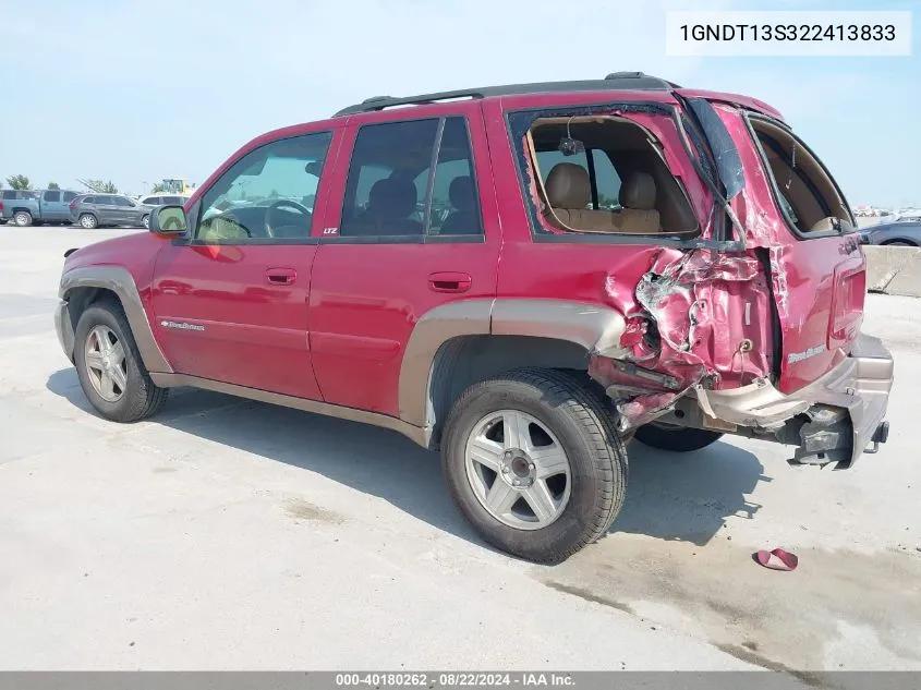 2002 Chevrolet Trailblazer Ltz VIN: 1GNDT13S322413833 Lot: 40180262