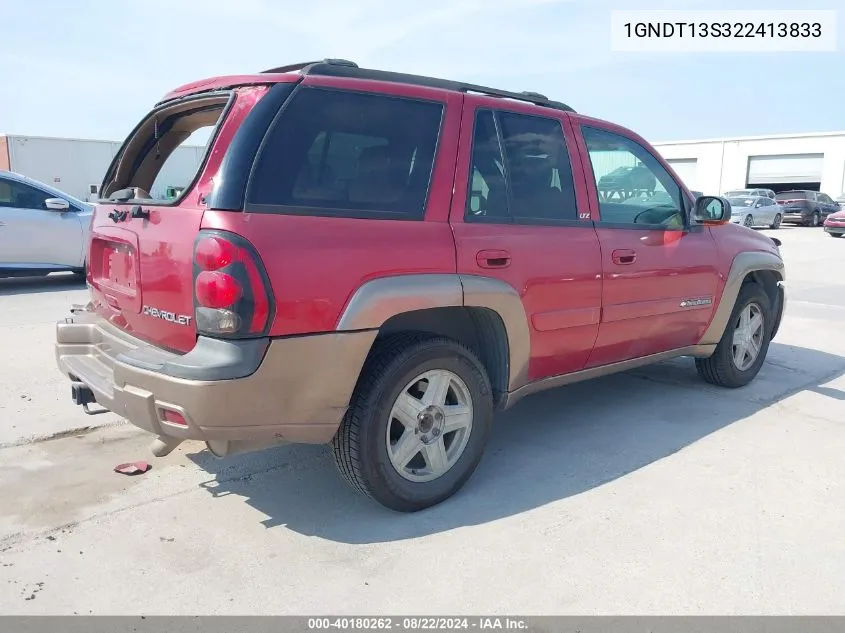 2002 Chevrolet Trailblazer Ltz VIN: 1GNDT13S322413833 Lot: 40180262