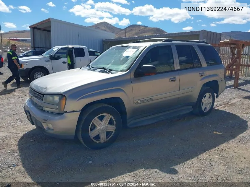 2002 Chevrolet Trailblazer Ltz VIN: 1GNDT13S922474667 Lot: 40323761