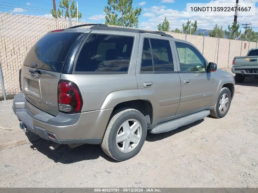 2002 Chevrolet Trailblazer Ltz VIN: 1GNDT13S922474667 Lot: 40323761