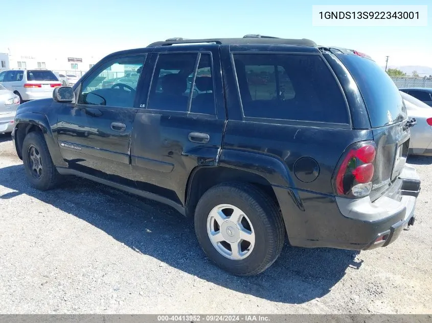 1GNDS13S922343001 2002 Chevrolet Trailblazer Ls