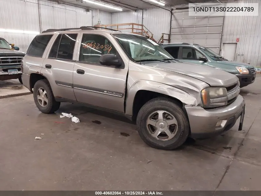 2002 Chevrolet Trailblazer Lt VIN: 1GNDT13S022204789 Lot: 40682084