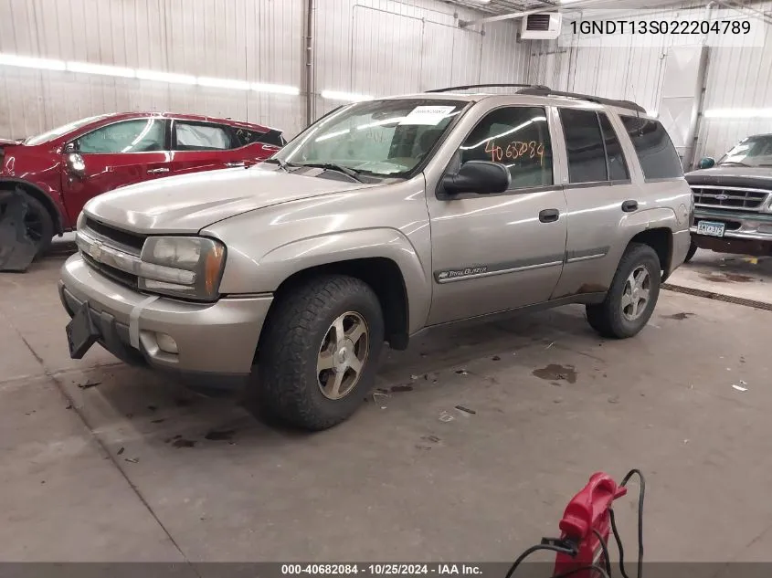 2002 Chevrolet Trailblazer Lt VIN: 1GNDT13S022204789 Lot: 40682084