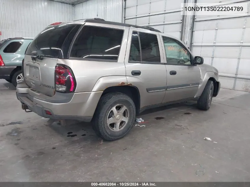 2002 Chevrolet Trailblazer Lt VIN: 1GNDT13S022204789 Lot: 40682084