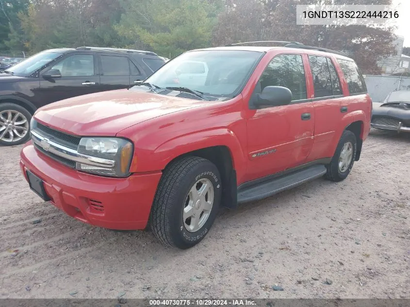 2002 Chevrolet Trailblazer Ls VIN: 1GNDT13S222444216 Lot: 40730775