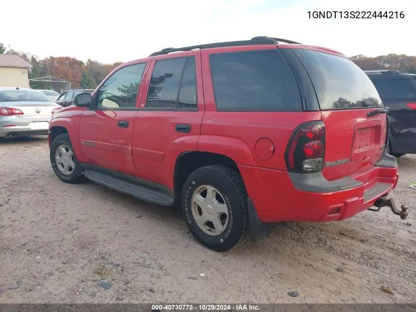 2002 Chevrolet Trailblazer Ls VIN: 1GNDT13S222444216 Lot: 40730775