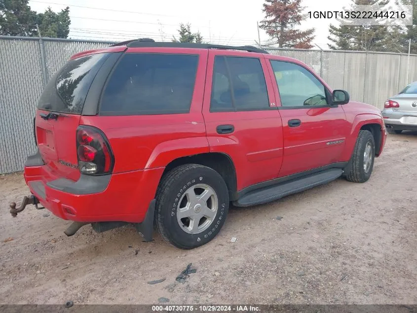 2002 Chevrolet Trailblazer Ls VIN: 1GNDT13S222444216 Lot: 40730775