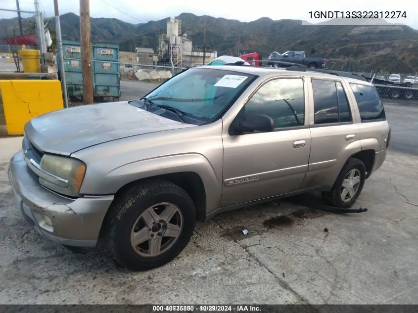 2002 Chevrolet Trailblazer Ltz VIN: 1GNDT13S322312274 Lot: 40735850