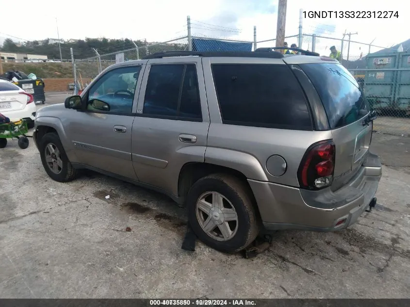 2002 Chevrolet Trailblazer Ltz VIN: 1GNDT13S322312274 Lot: 40735850