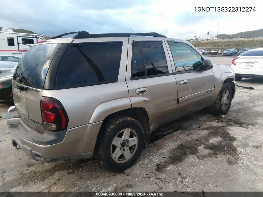 2002 Chevrolet Trailblazer Ltz VIN: 1GNDT13S322312274 Lot: 40735850