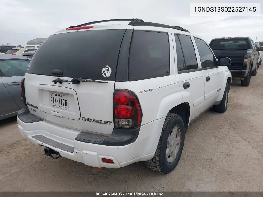 2002 Chevrolet Trailblazer Ls VIN: 1GNDS13S022527145 Lot: 40768405