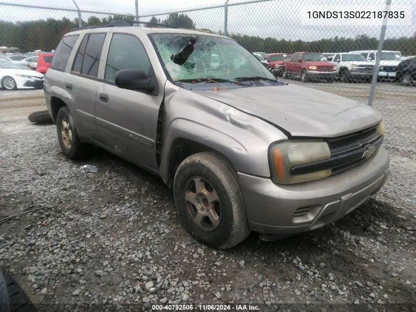 2002 Chevrolet Trailblazer Ls VIN: 1GNDS13S022187835 Lot: 40792506