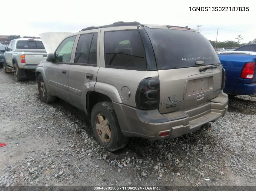 2002 Chevrolet Trailblazer Ls VIN: 1GNDS13S022187835 Lot: 40792506