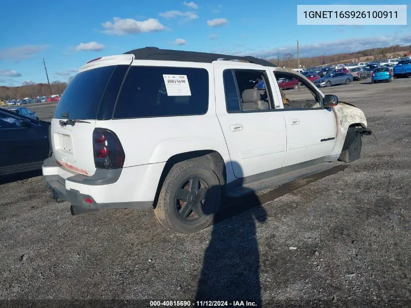 2002 Chevrolet Trailblazer Ext Lt VIN: 1GNET16S926100911 Lot: 40815690