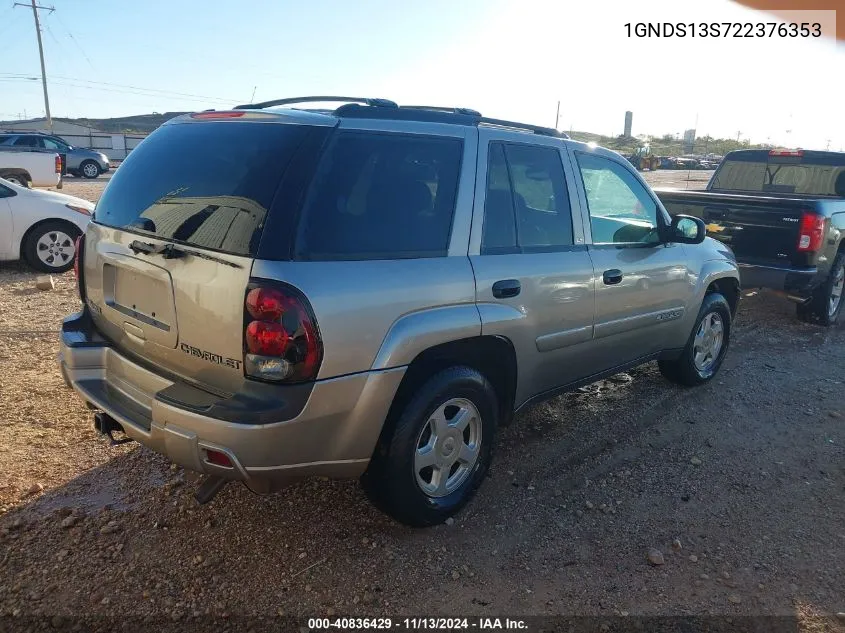 1GNDS13S722376353 2002 Chevrolet Trailblazer Ls