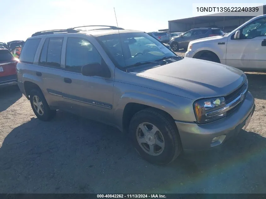 2002 Chevrolet Trailblazer Lt VIN: 1GNDT13S622240339 Lot: 40842262