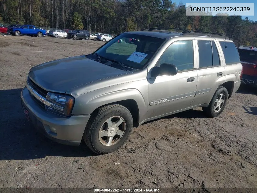 2002 Chevrolet Trailblazer Lt VIN: 1GNDT13S622240339 Lot: 40842262