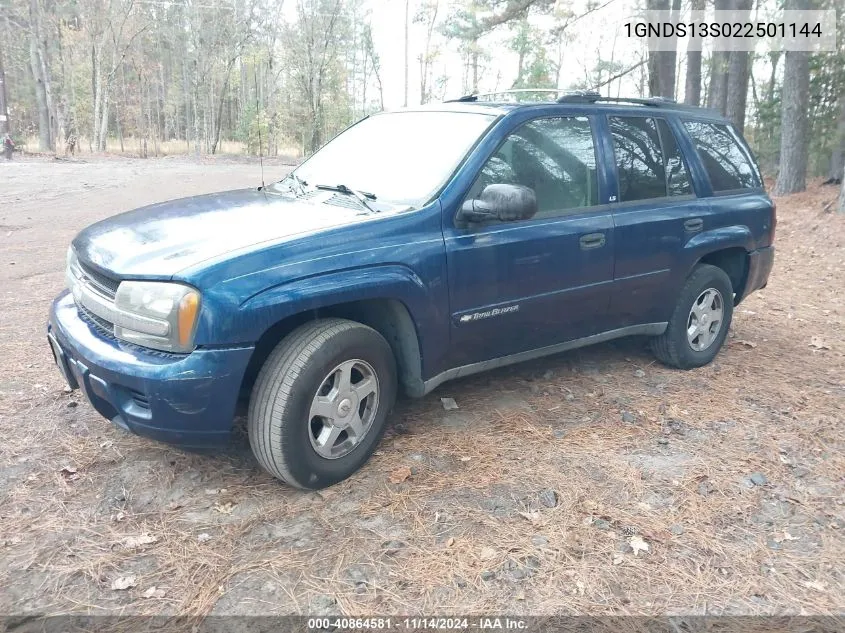 2002 Chevrolet Trailblazer Ls VIN: 1GNDS13S022501144 Lot: 40864581