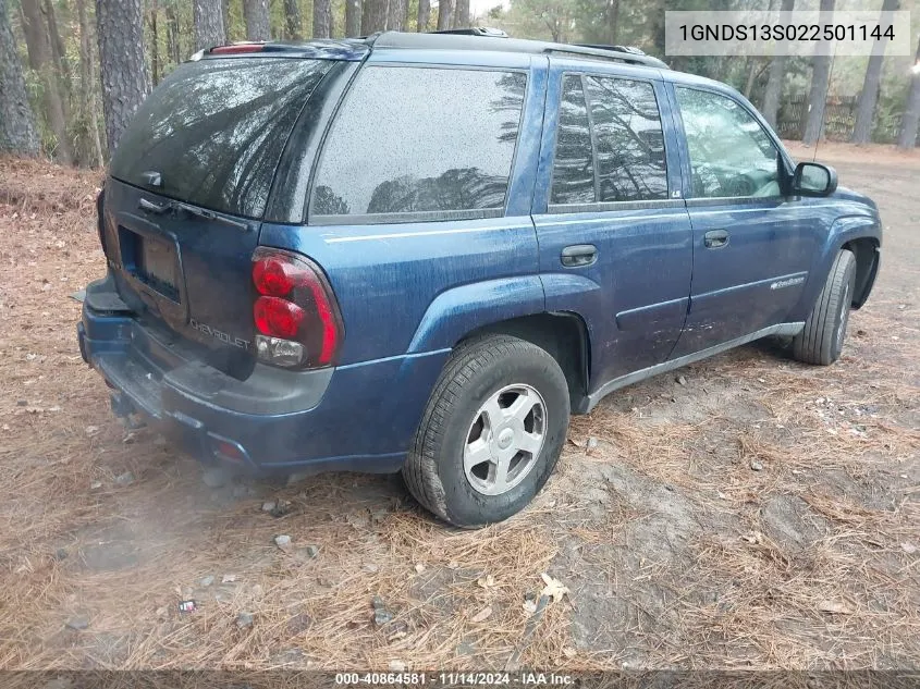 2002 Chevrolet Trailblazer Ls VIN: 1GNDS13S022501144 Lot: 40864581