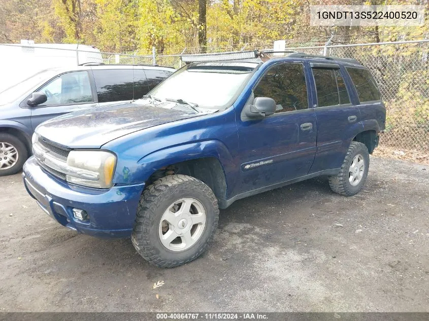 2002 Chevrolet Trailblazer Ls VIN: 1GNDT13S522400520 Lot: 40864767