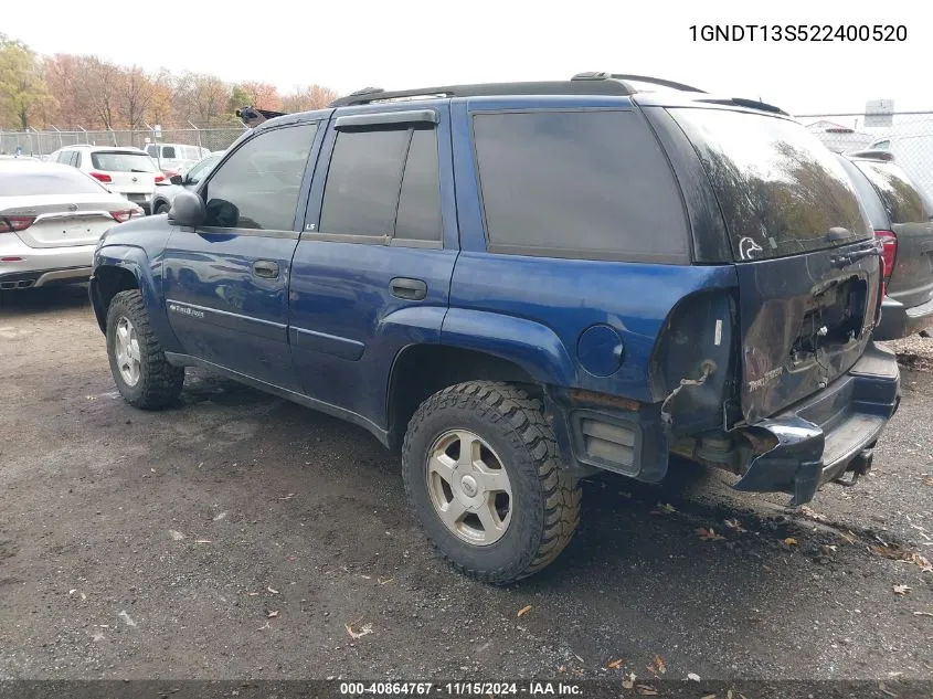 2002 Chevrolet Trailblazer Ls VIN: 1GNDT13S522400520 Lot: 40864767