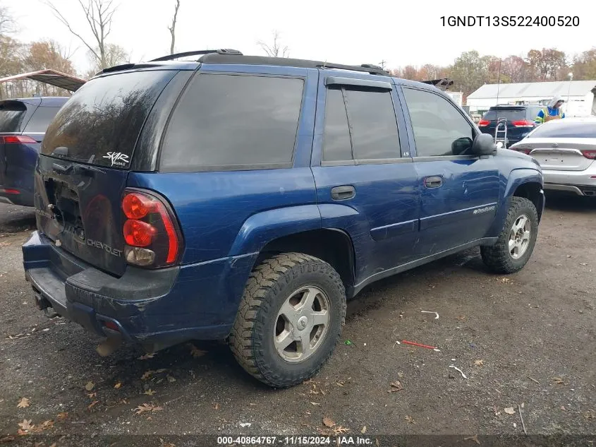 2002 Chevrolet Trailblazer Ls VIN: 1GNDT13S522400520 Lot: 40864767