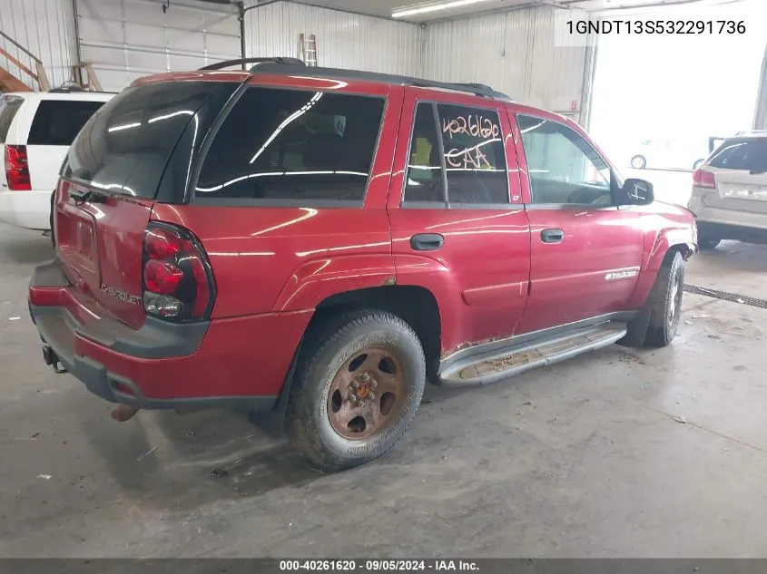 2003 Chevrolet Trailblazer Lt VIN: 1GNDT13S532291736 Lot: 40261620