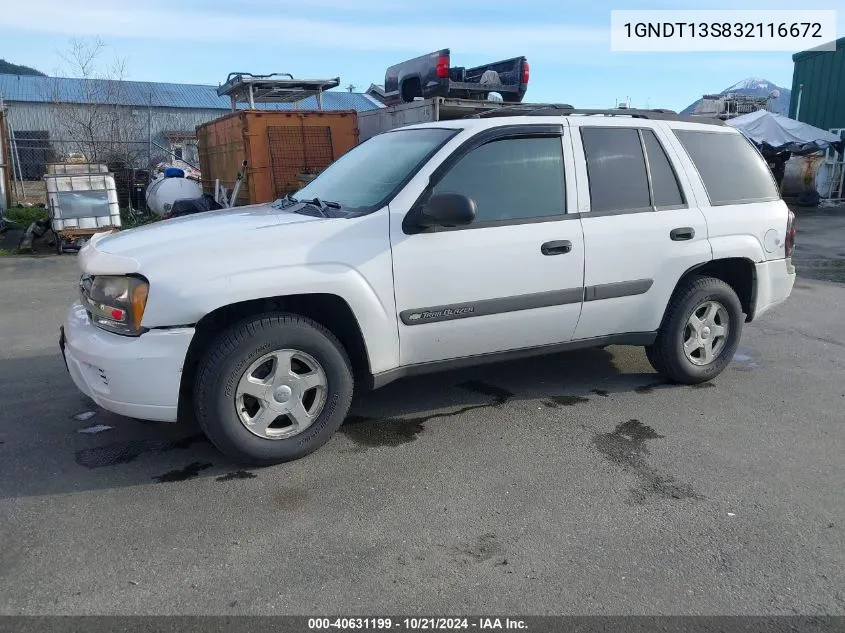 2003 Chevrolet Trailblazer Ls VIN: 1GNDT13S832116672 Lot: 40631199