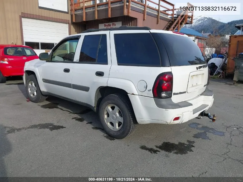 2003 Chevrolet Trailblazer Ls VIN: 1GNDT13S832116672 Lot: 40631199