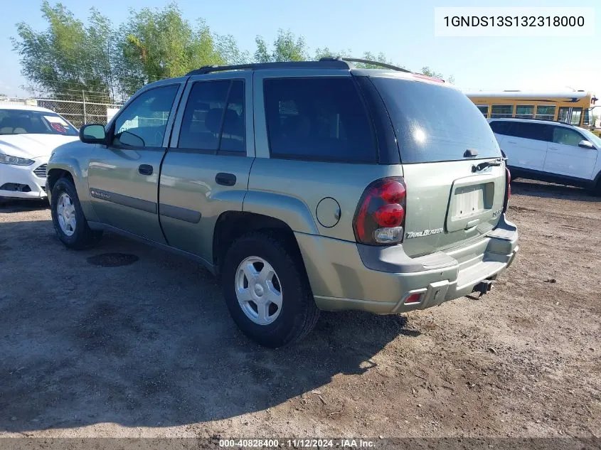 2003 Chevrolet Trailblazer Ls VIN: 1GNDS13S132318000 Lot: 40828400