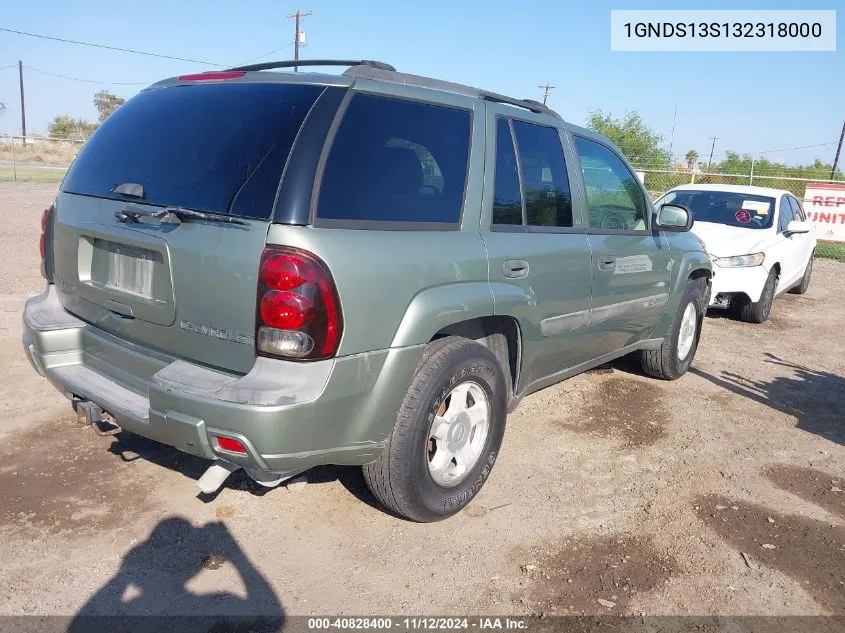 2003 Chevrolet Trailblazer Ls VIN: 1GNDS13S132318000 Lot: 40828400