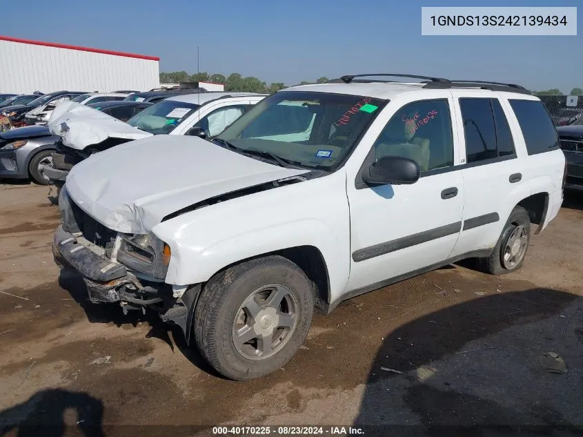 2004 Chevrolet Trailblazer Ls VIN: 1GNDS13S242139434 Lot: 40170225