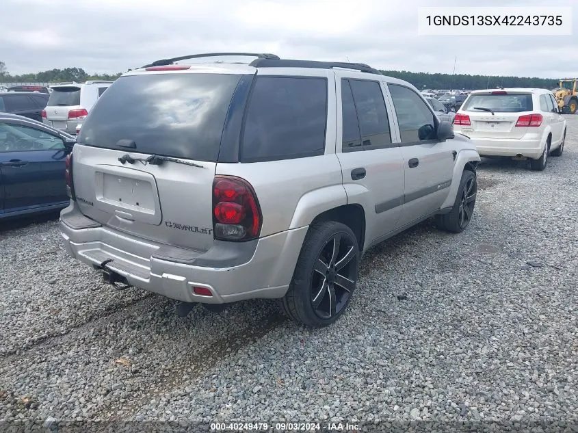 2004 Chevrolet Trailblazer Ls VIN: 1GNDS13SX42243735 Lot: 40249479