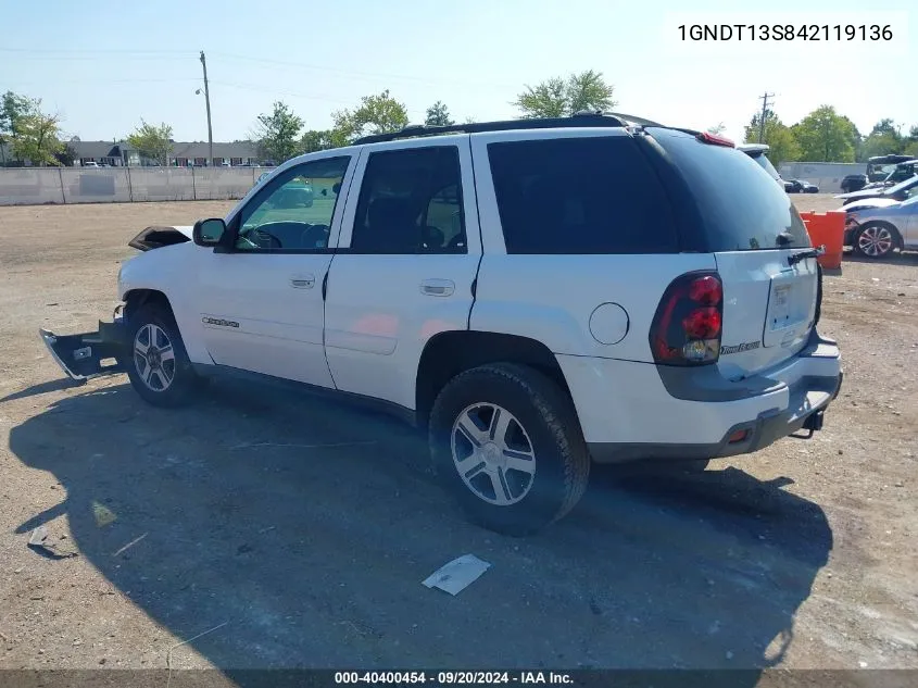 2004 Chevrolet Trailblazer Lt VIN: 1GNDT13S842119136 Lot: 40400454