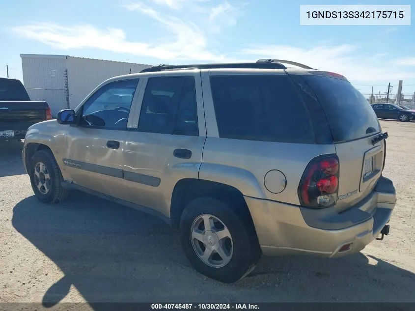 2004 Chevrolet Trailblazer Ls VIN: 1GNDS13S342175715 Lot: 40745487