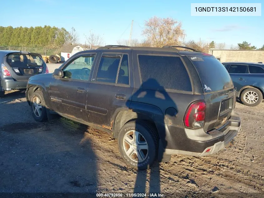 2004 Chevrolet Trailblazer Lt VIN: 1GNDT13S142150681 Lot: 40792850