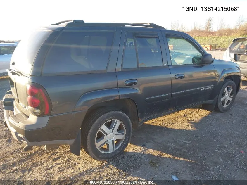 2004 Chevrolet Trailblazer Lt VIN: 1GNDT13S142150681 Lot: 40792850