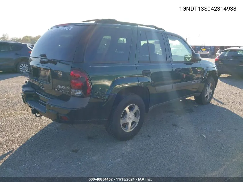 2004 Chevrolet Trailblazer Ls VIN: 1GNDT13S042314938 Lot: 40854452