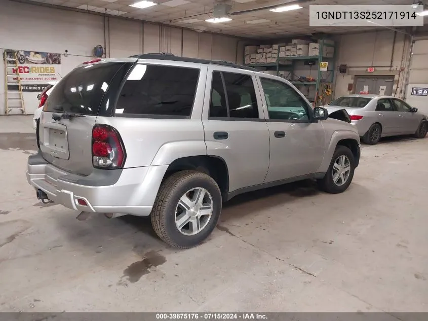 2005 Chevrolet Trailblazer Ls VIN: 1GNDT13S252171914 Lot: 39875176