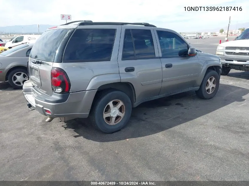 2006 Chevrolet Trailblazer Ls VIN: 1GNDT13S962187416 Lot: 40672489