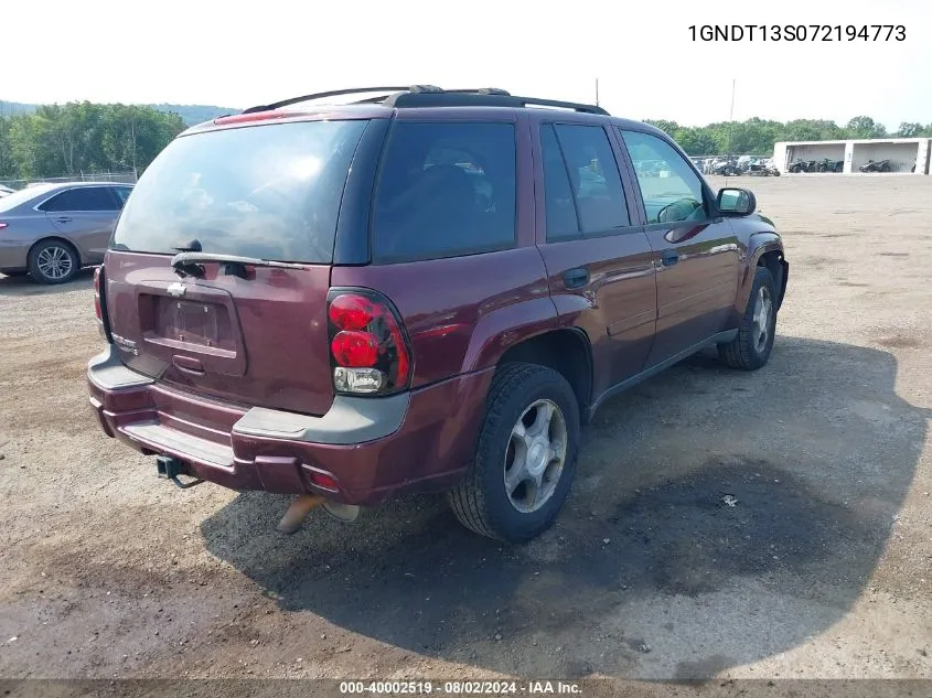 2007 Chevrolet Trailblazer Ls VIN: 1GNDT13S072194773 Lot: 40002519