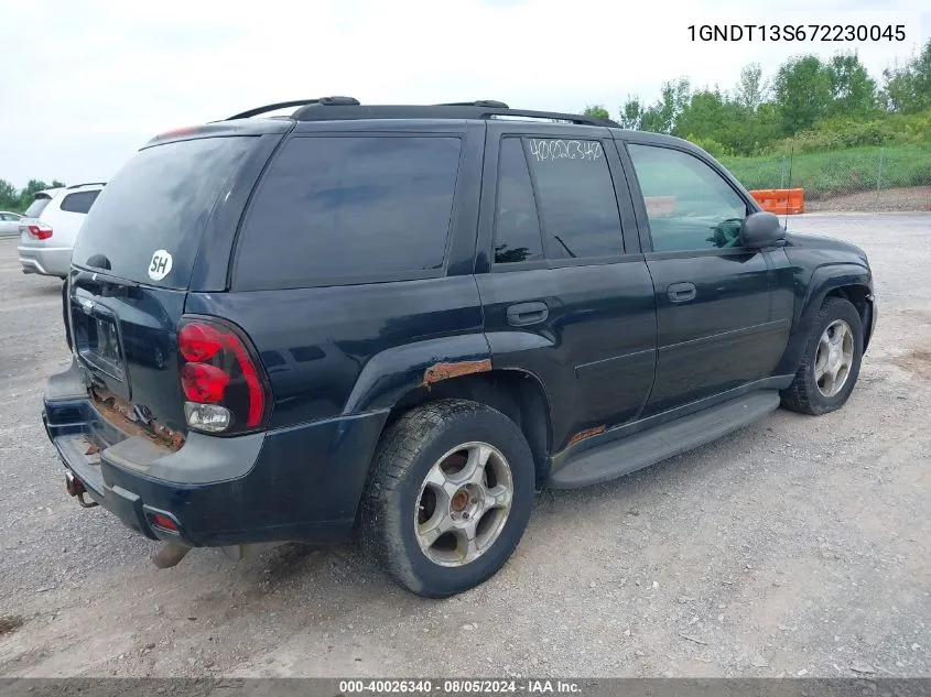 2007 Chevrolet Trailblazer Ls VIN: 1GNDT13S672230045 Lot: 40026340