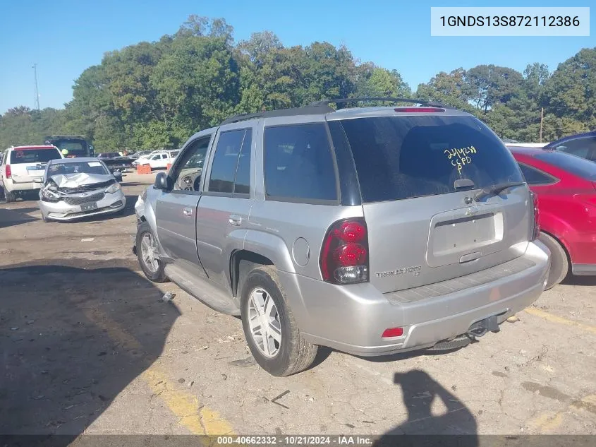 2007 Chevrolet Trailblazer Lt VIN: 1GNDS13S872112386 Lot: 40662332