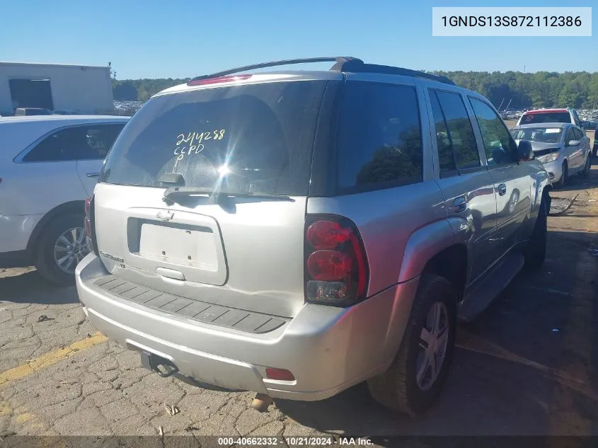 2007 Chevrolet Trailblazer Lt VIN: 1GNDS13S872112386 Lot: 40662332