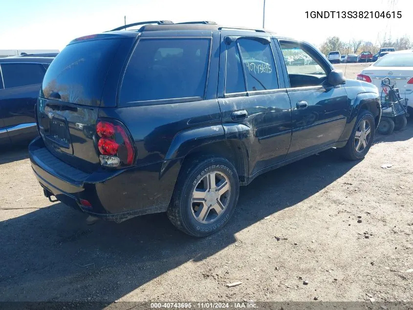 2008 Chevrolet Trailblazer Ls/Lt VIN: 1GNDT13S382104615 Lot: 40743695