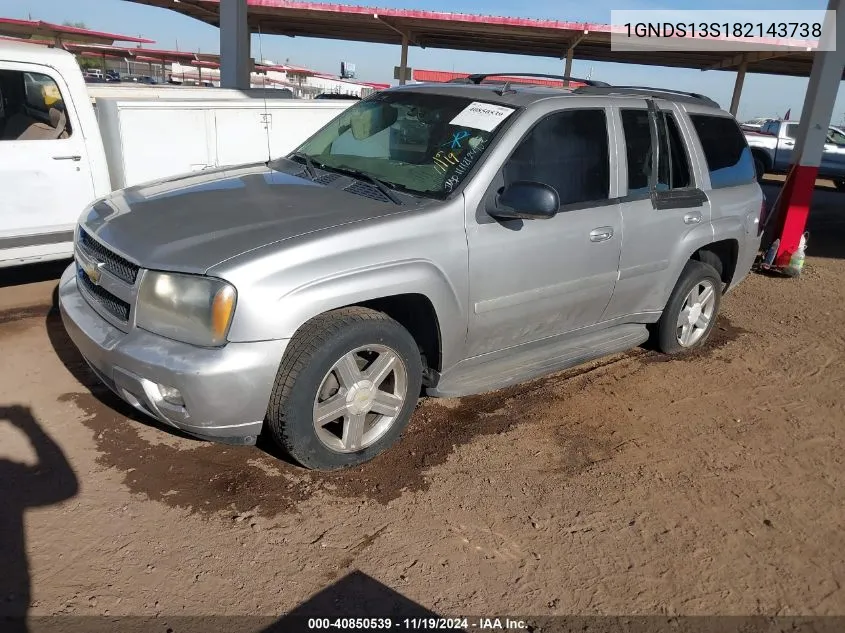 2008 Chevrolet Trailblazer Lt VIN: 1GNDS13S182143738 Lot: 40850539