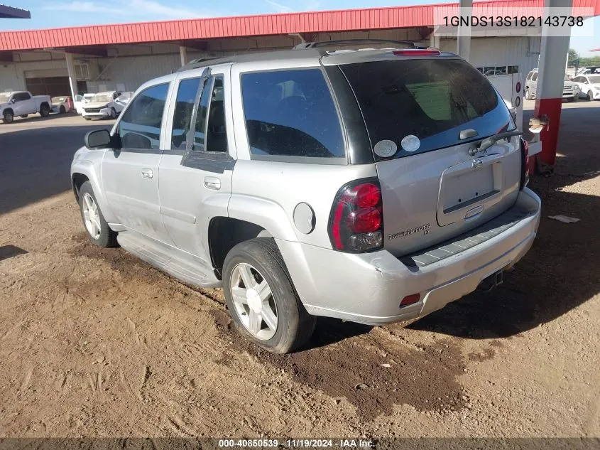 2008 Chevrolet Trailblazer Lt VIN: 1GNDS13S182143738 Lot: 40850539