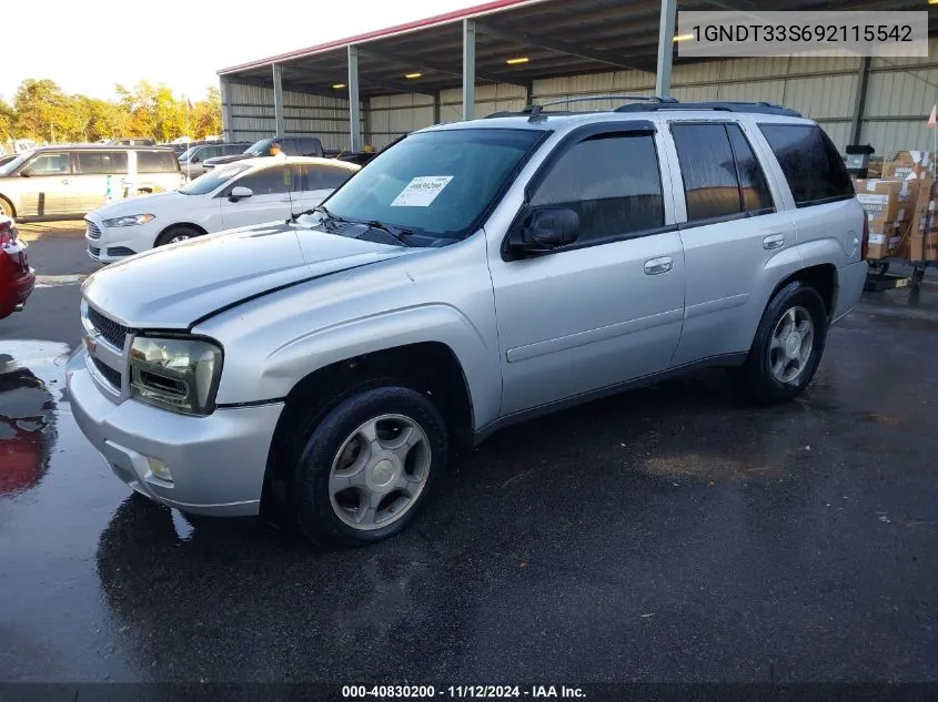 2009 Chevrolet Trailblazer Lt VIN: 1GNDT33S692115542 Lot: 40830200